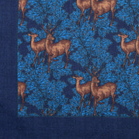 Animal Motif Wool / Silk Pocket Square - Navy - 40x40cm