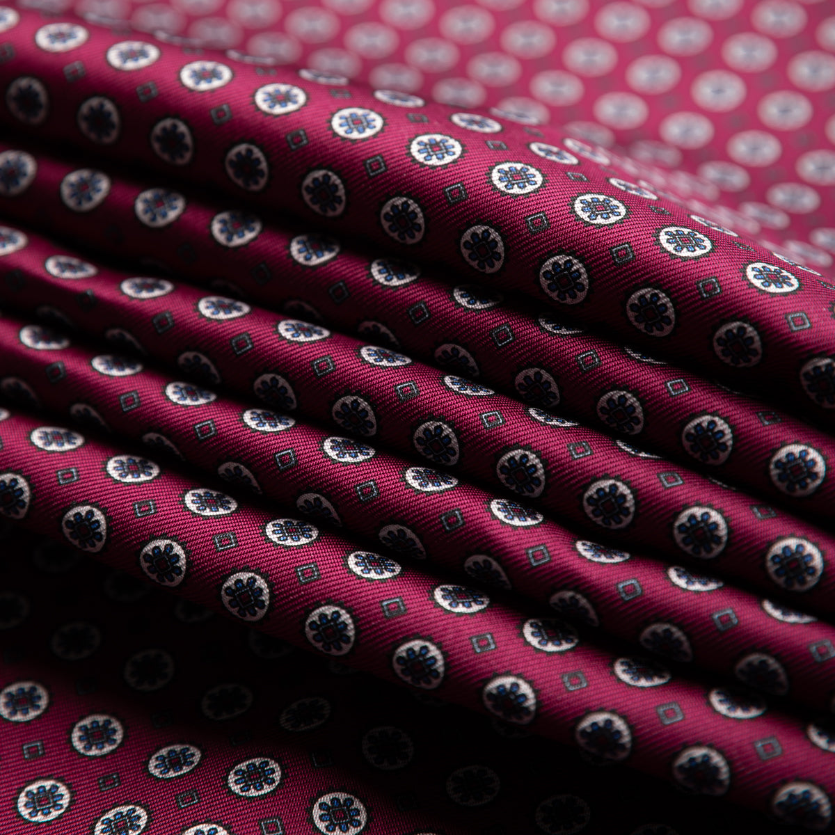 Floral Printed Silk Bespoke Tie - Magenta