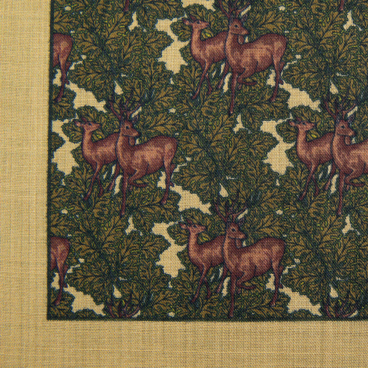 Animal Motif Wool / Silk Pocket Square - Beige - 40x40cm