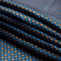 Floral Printed Silk Bespoke Tie - Blue
