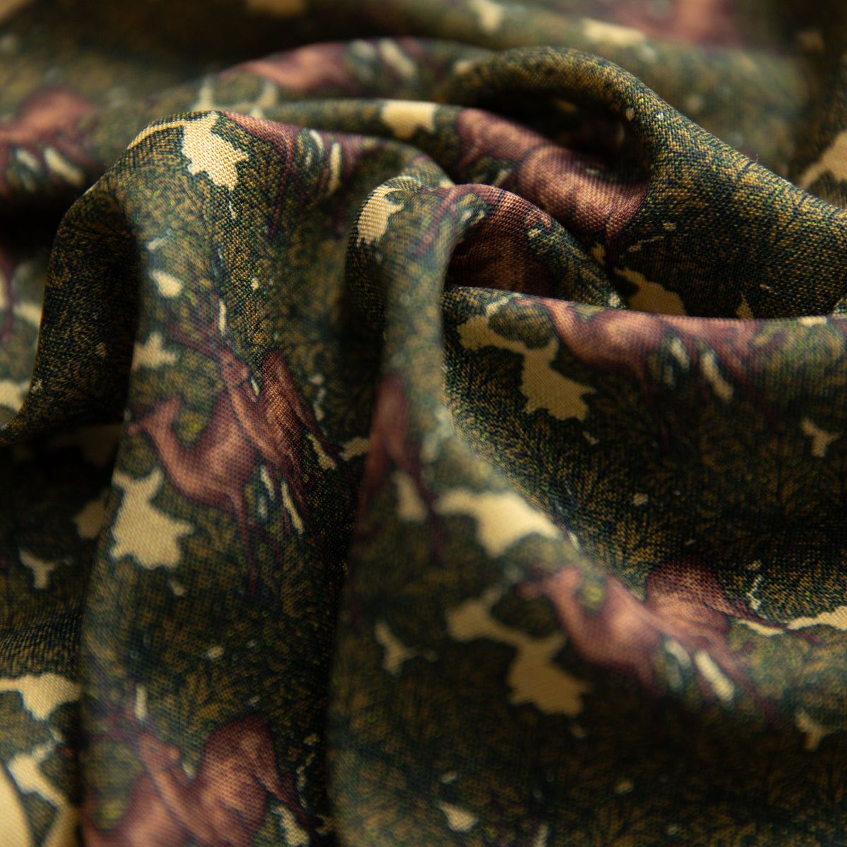 Animal Motif Wool / Silk Pocket Square - Beige - 40x40cm