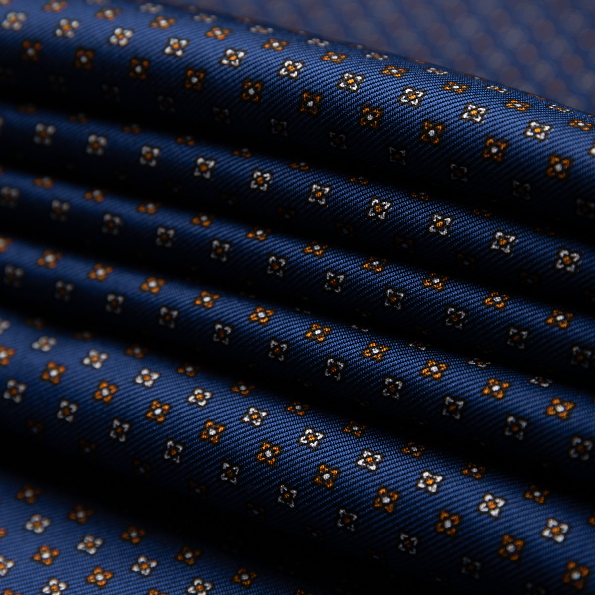 Floral Printed Silk Bespoke Tie - Light Navy