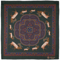 Animal Motif Wool / Silk Pocket Square - Forest - 33x33cm