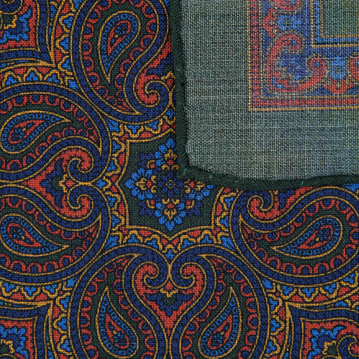 Animal Motif Wool / Silk Pocket Square - Forest - 33x33cm