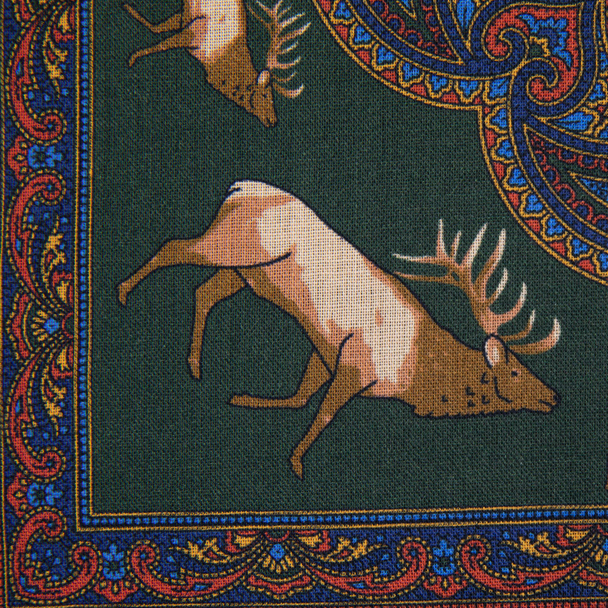 Animal Motif Wool / Silk Pocket Square - Forest - 33x33cm
