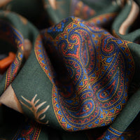 Animal Motif Wool / Silk Pocket Square - Forest - 33x33cm