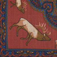 Animal Motif Wool / Silk Pocket Square - Rust - 33x33cm