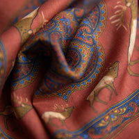 Animal Motif Wool / Silk Pocket Square - Rust - 33x33cm
