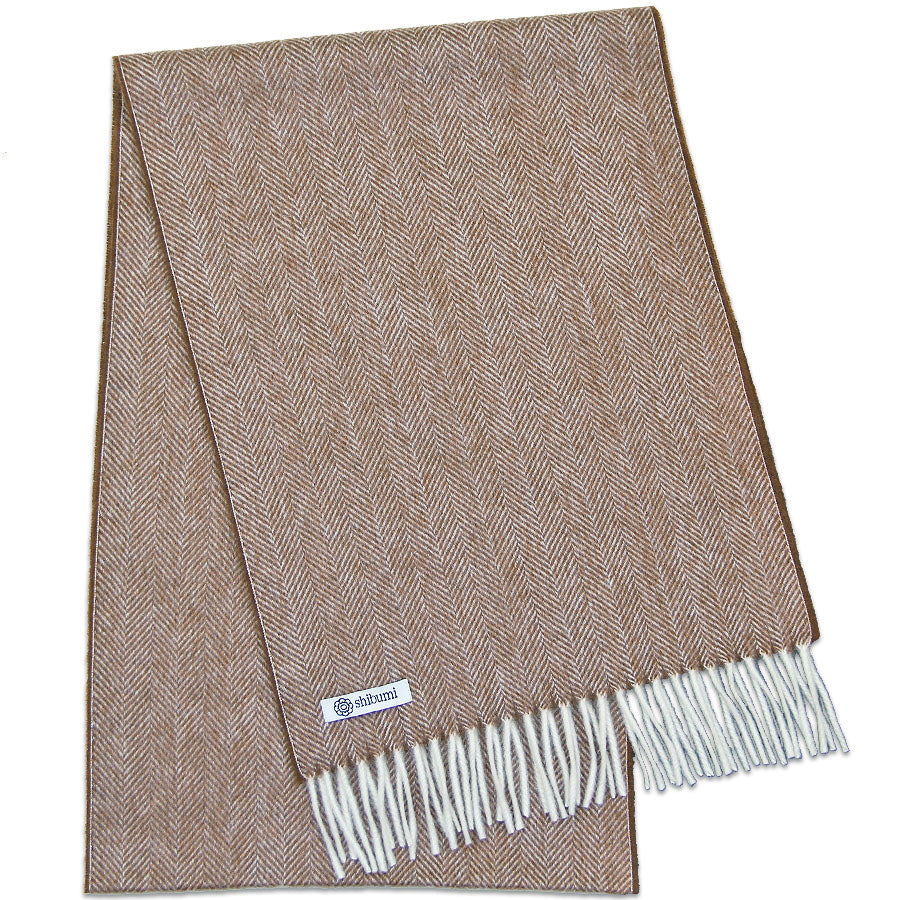 Cashmere Herringbone Scarf - Cappuccino