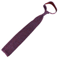 Crunchy Silk Knit Tie - Cherry / Blue Mottled