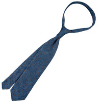 Floral Fina Grenadine Silk Tie - Blue Mottled - Hand-Rolled