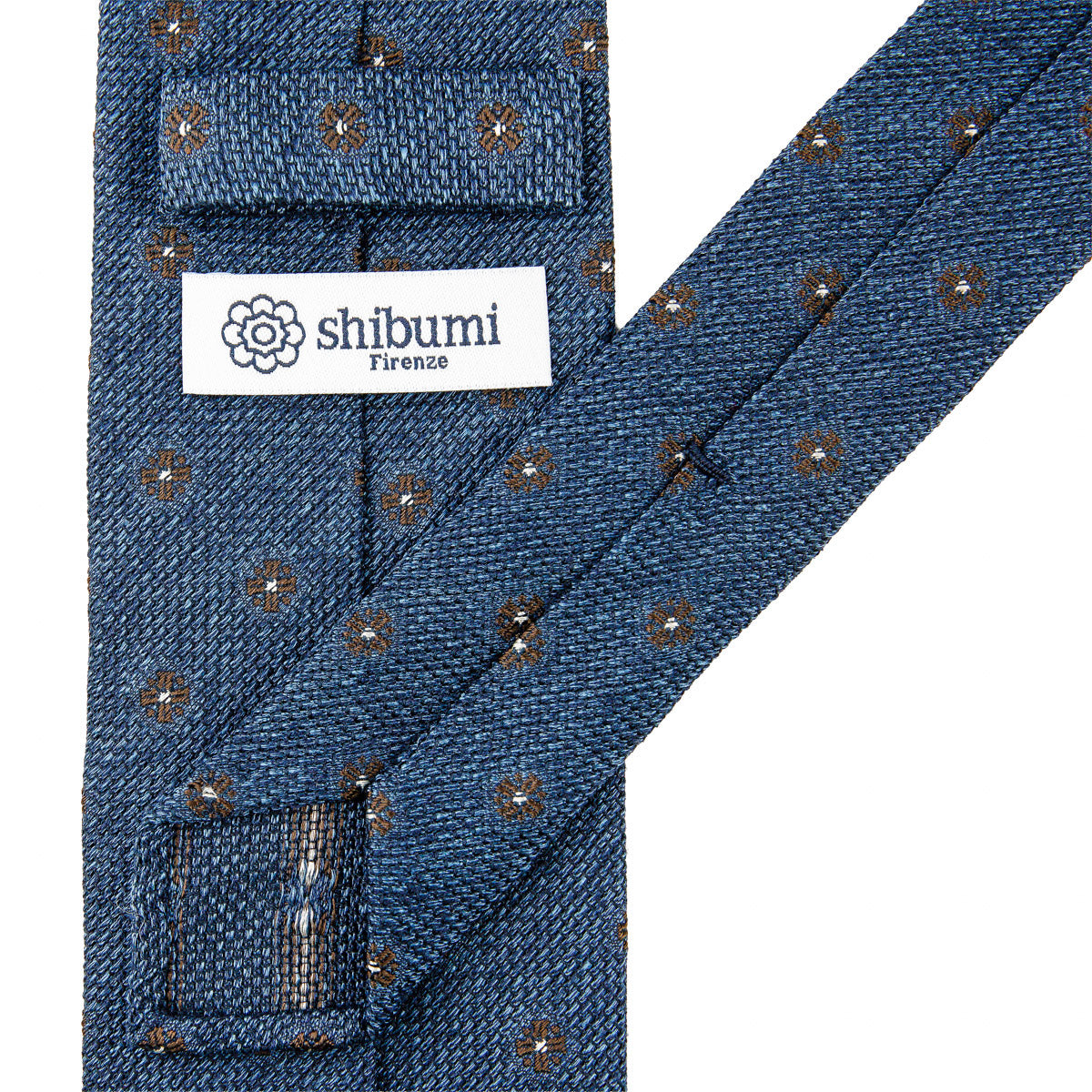 Floral Fina Grenadine Silk Tie - Blue Mottled - Hand-Rolled