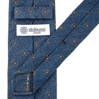 Floral Fina Grenadine Silk Tie - Blue Mottled - Hand-Rolled