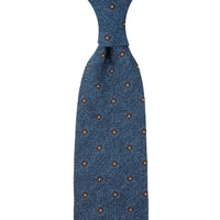 Floral Fina Grenadine Silk Tie - Blue Mottled - Hand-Rolled