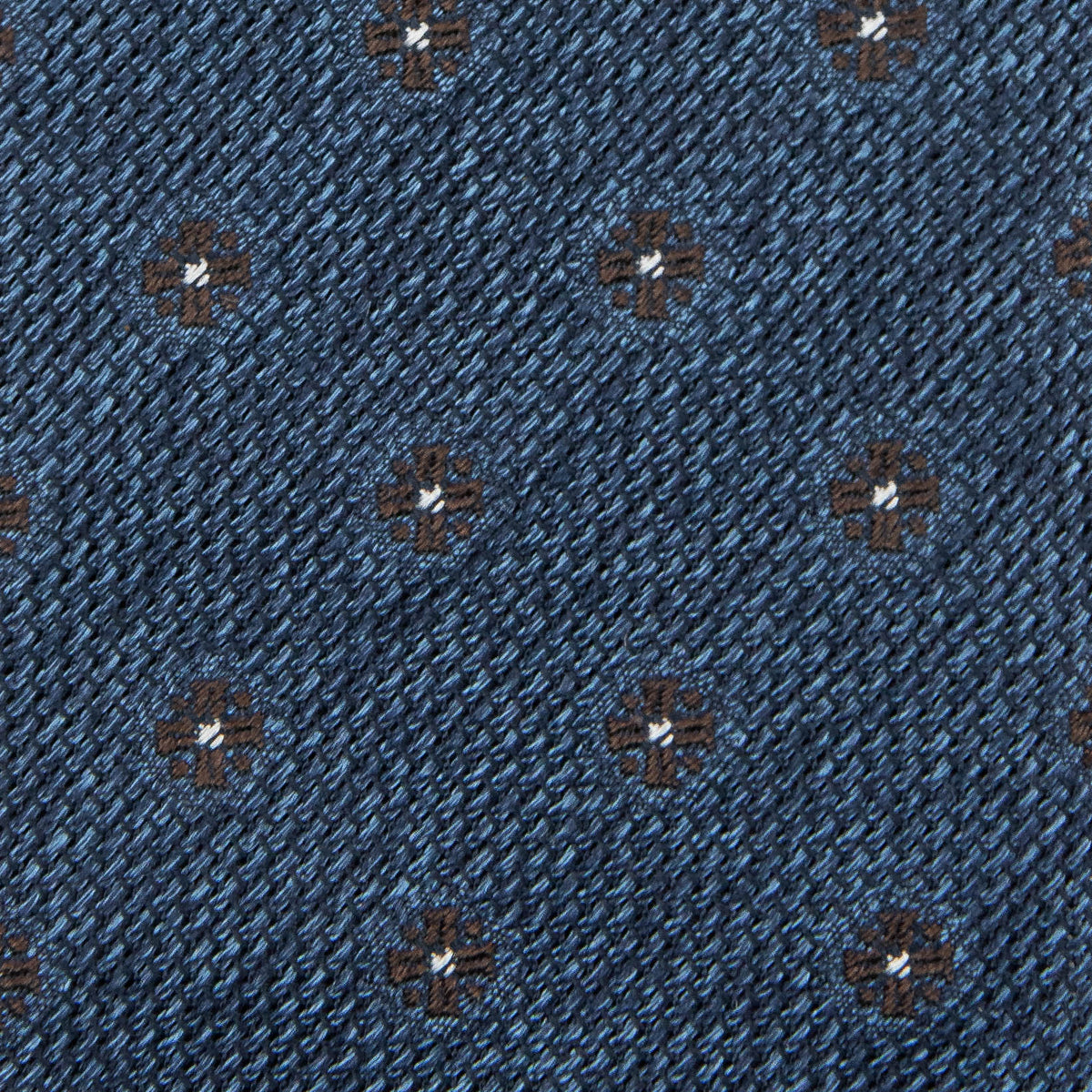 Floral Fina Grenadine Silk Tie - Blue Mottled - Hand-Rolled