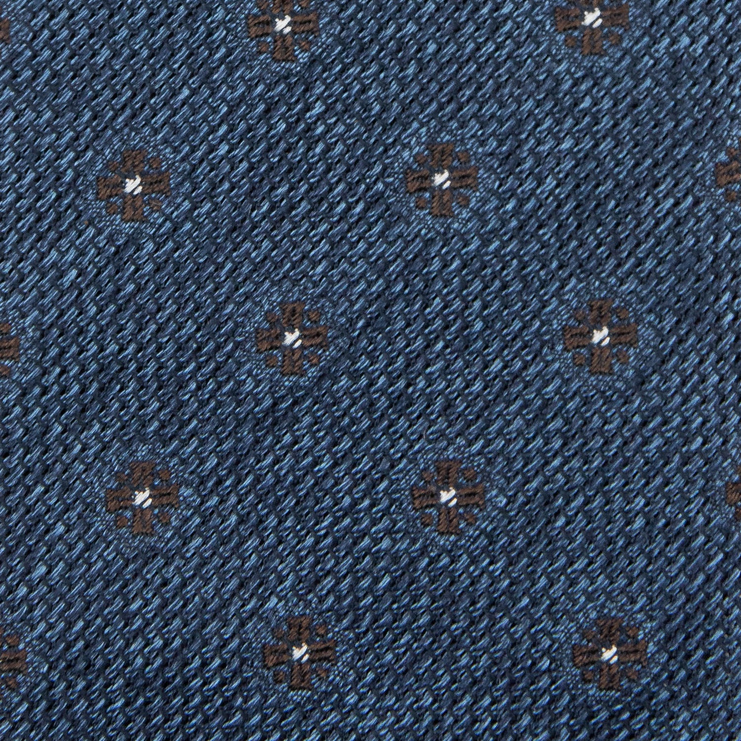 Floral Fina Grenadine Silk Tie - Blue Mottled - Hand-Rolled