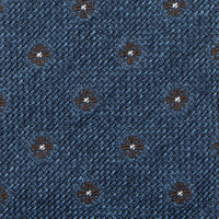 Floral Fina Grenadine Silk Tie - Blue Mottled - Hand-Rolled