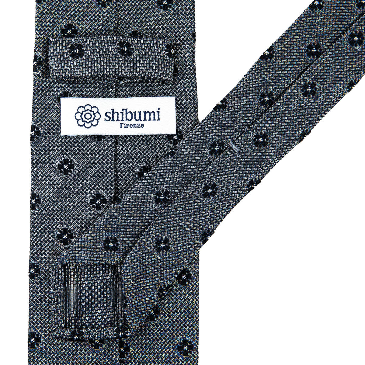 Floral Fina Grenadine Silk Tie - Grey Mottled - Hand-Rolled