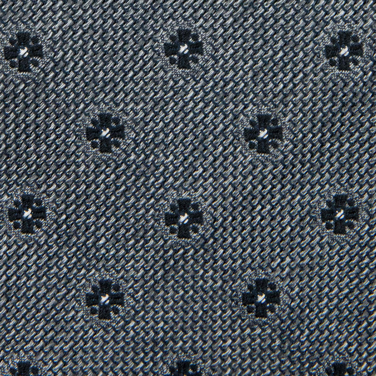 Floral Fina Grenadine Silk Tie - Grey Mottled - Hand-Rolled