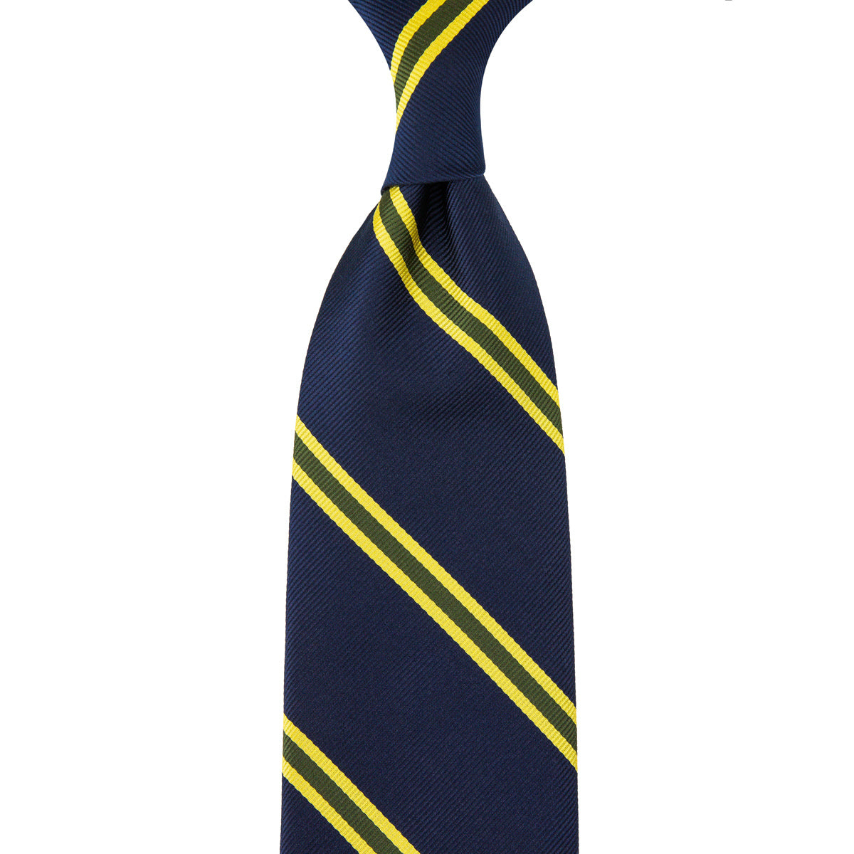 Japanese Repp Stripe Silk Tie - Navy - Hand-Rolled