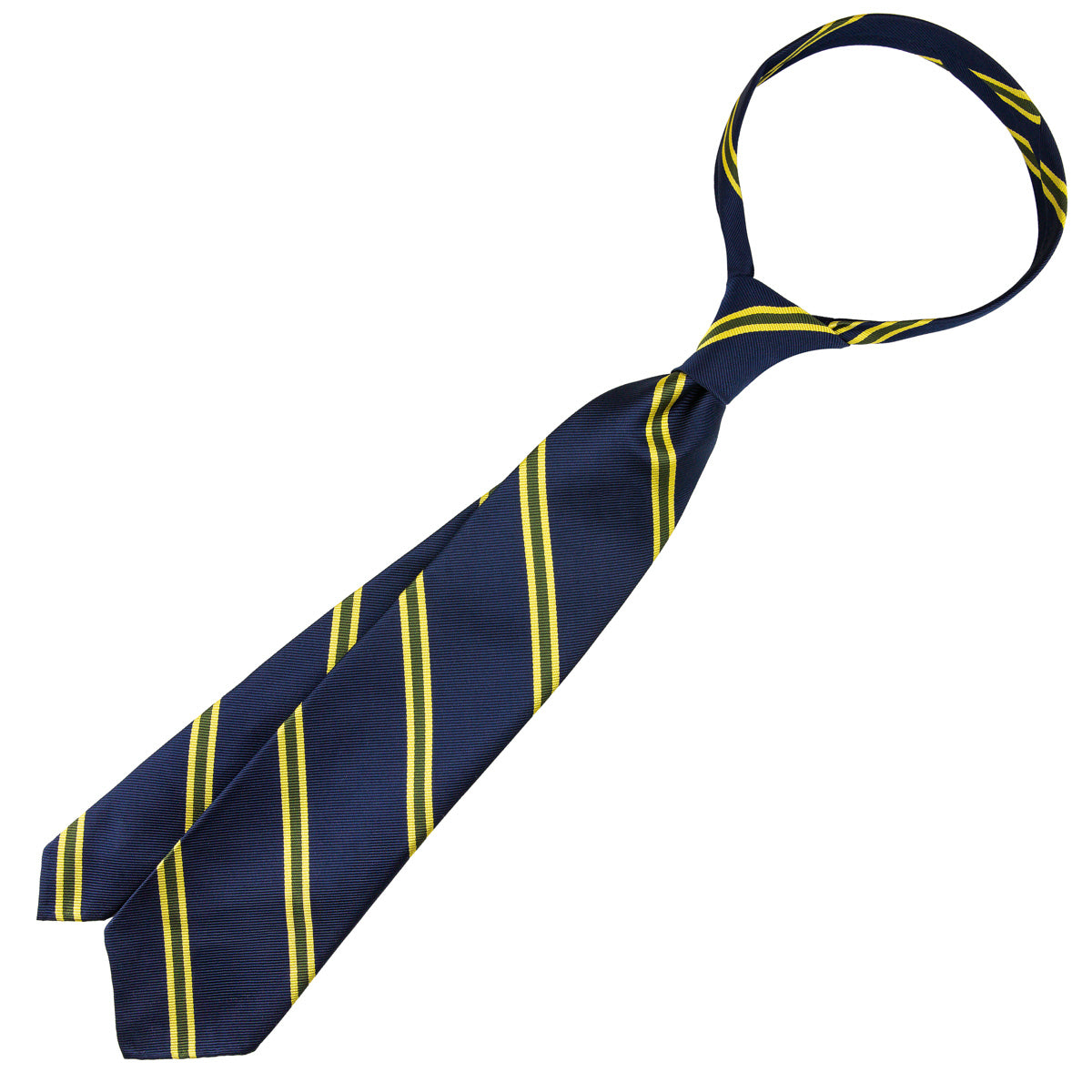 Japanese Repp Stripe Silk Tie - Navy - Hand-Rolled