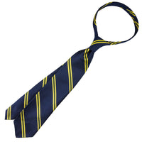 Japanese Repp Stripe Silk Tie - Navy - Hand-Rolled