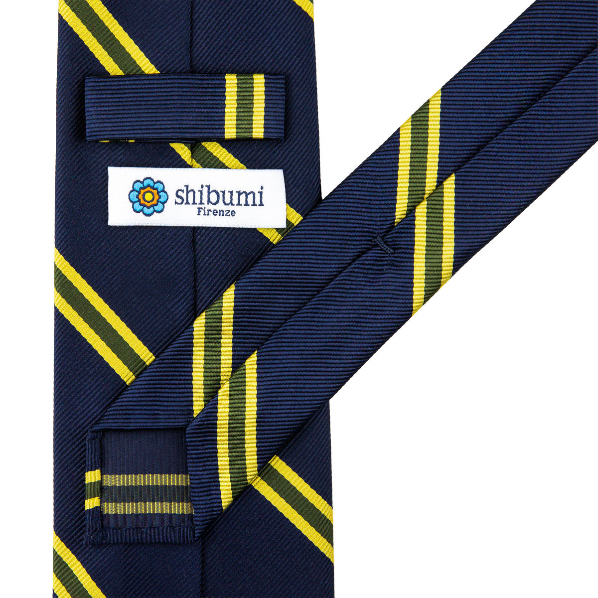 Japanese Repp Stripe Silk Tie - Navy - Hand-Rolled