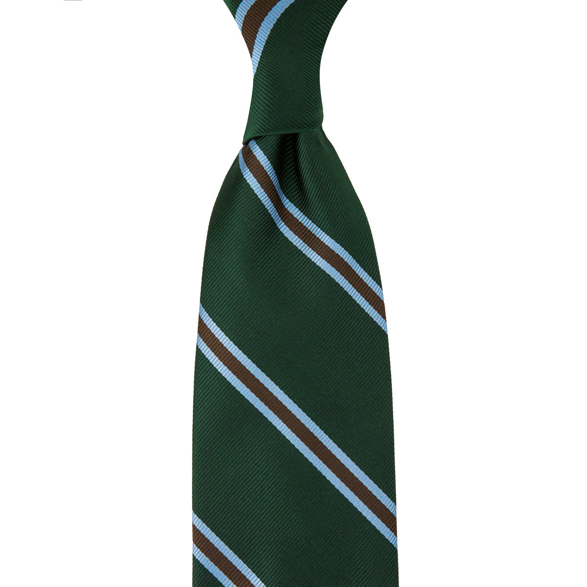Japanese Repp Stripe Silk Tie - Forest - Hand-Rolled