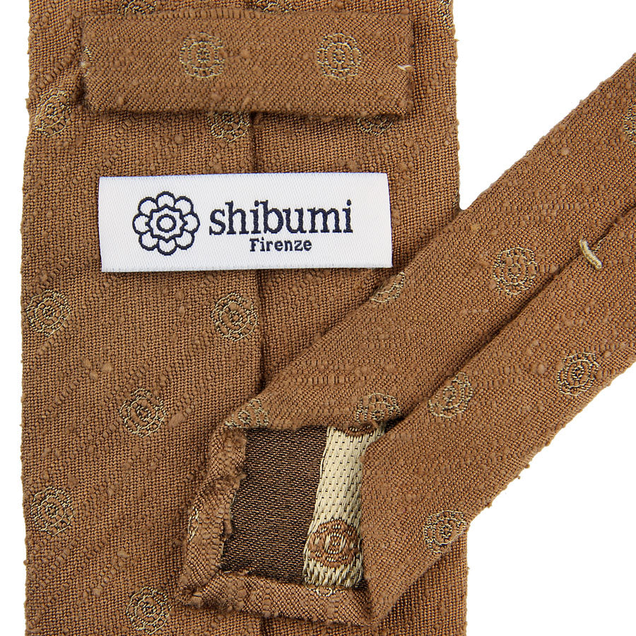 Shibumi-Flower Shantung Silk Tie - Beige - Hand-Rolled