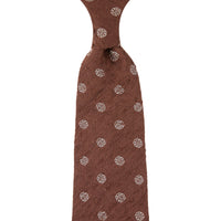 Shibumi-Flower Shantung Silk Tie - Beech Brown - Hand-Rolled