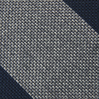 Block Stripe Grenadine / Garza Piccola Silk Tie - Navy / Grey Mottled