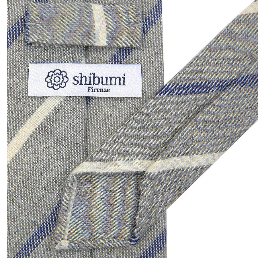 Striped Cashmere Bespoke Tie - Light Grey