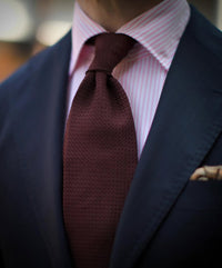 Grenadine / Garza Grossa Tie - Burgundy - Hand-Rolled