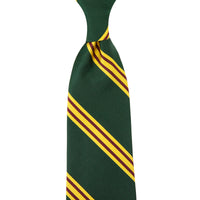 Japanese Repp Stripe Silk Tie - Forest - Hand-Rolled