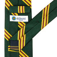 Japanese Repp Stripe Silk Tie - Forest - Hand-Rolled