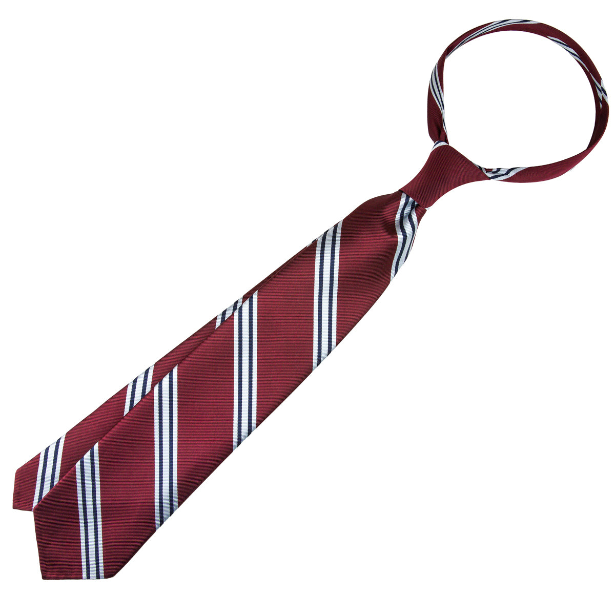 Japanese Repp Stripe Silk Tie - Burgundy - Hand-Rolled