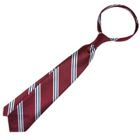 Japanese Repp Stripe Silk Tie - Burgundy - Hand-Rolled