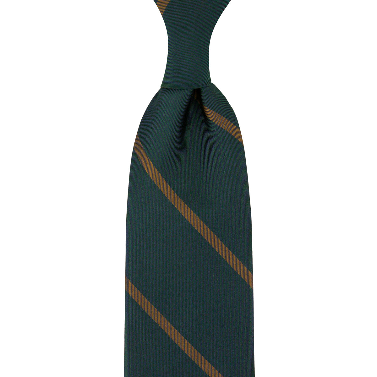 Japanese Repp Stripe Silk Tie - Bottle / Copper