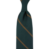 Japanese Repp Stripe Silk Tie - Bottle / Copper