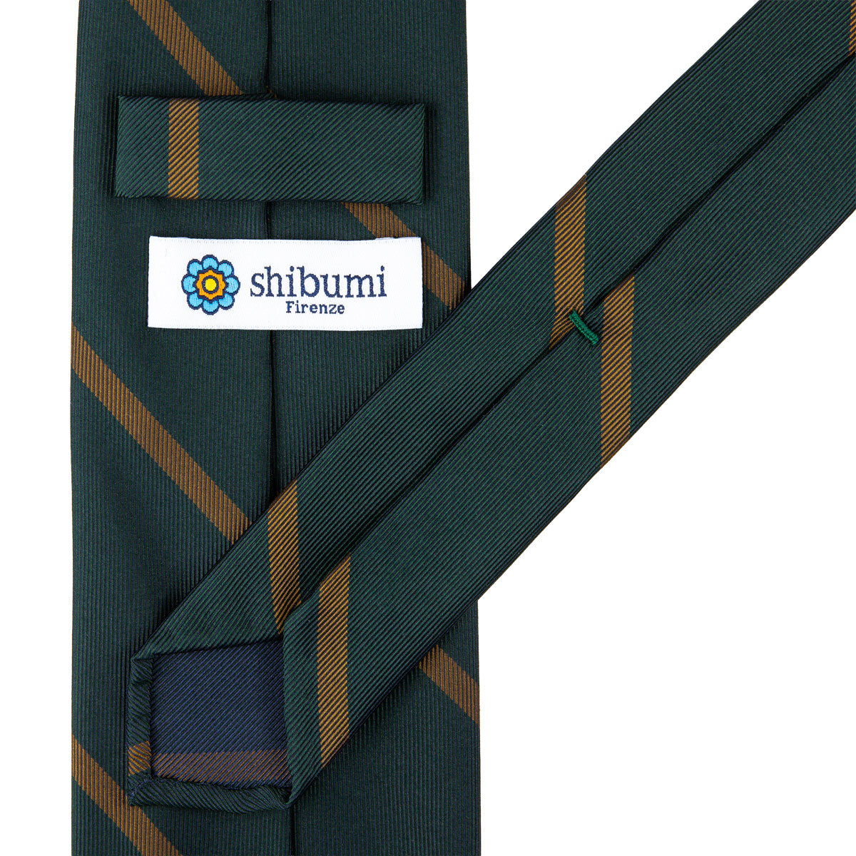 Japanese Repp Stripe Silk Tie - Bottle / Copper