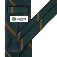Japanese Repp Stripe Silk Tie - Bottle / Copper