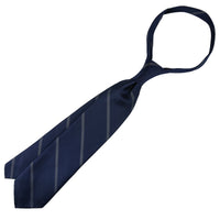 Japanese Repp Stripe Silk Tie - Midnight / Grey
