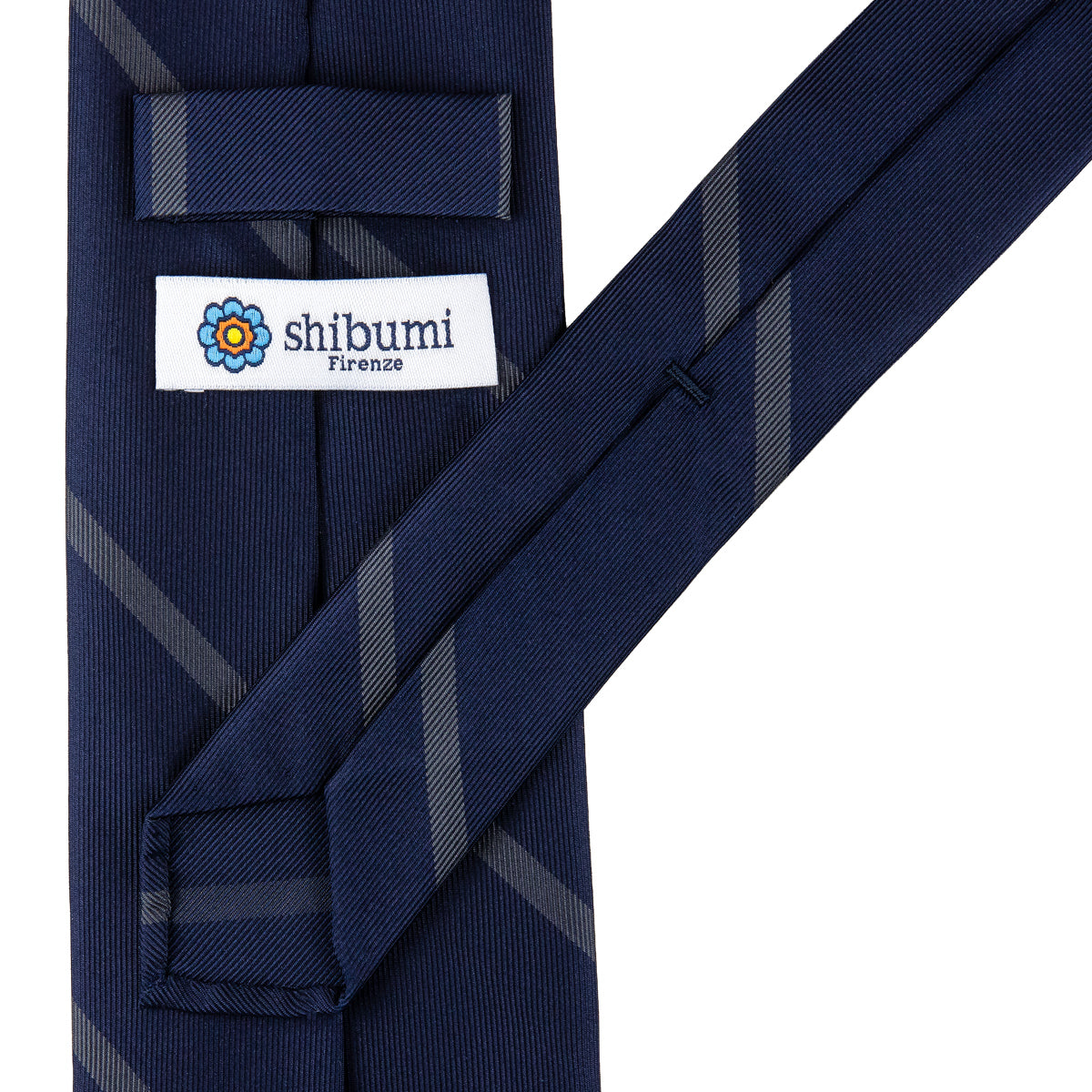 Japanese Repp Stripe Silk Tie - Midnight / Grey