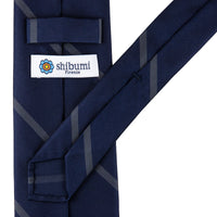 Japanese Repp Stripe Silk Tie - Midnight / Grey