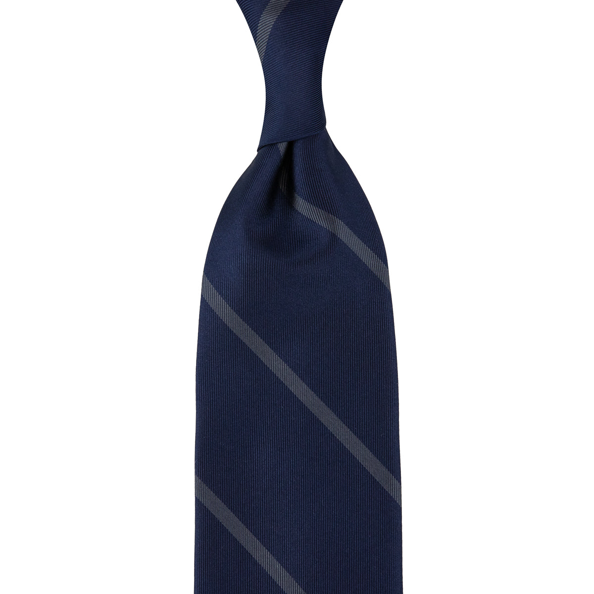 Japanese Repp Stripe Silk Tie - Midnight / Grey