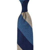 Japanese Boucle Silk Tie - Navy / Blue / Beige