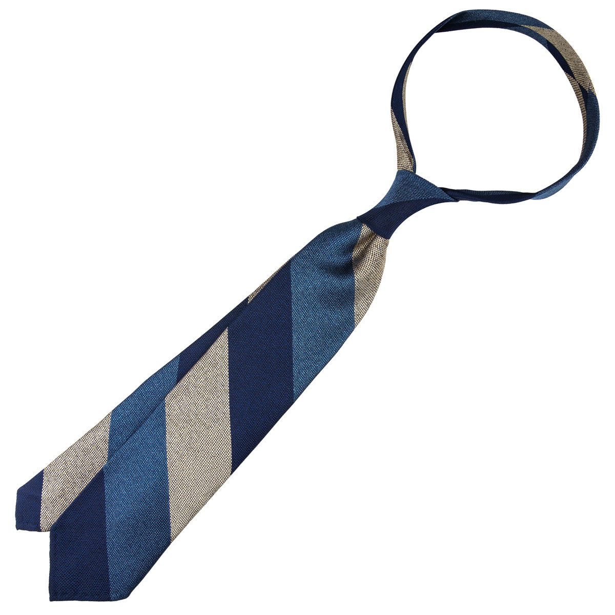 Japanese Boucle Silk Tie - Navy / Blue / Beige