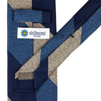 Japanese Boucle Silk Tie - Navy / Blue / Beige