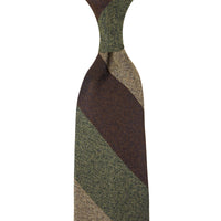 Japanese Boucle Silk Tie - Brown / Olive / Beige