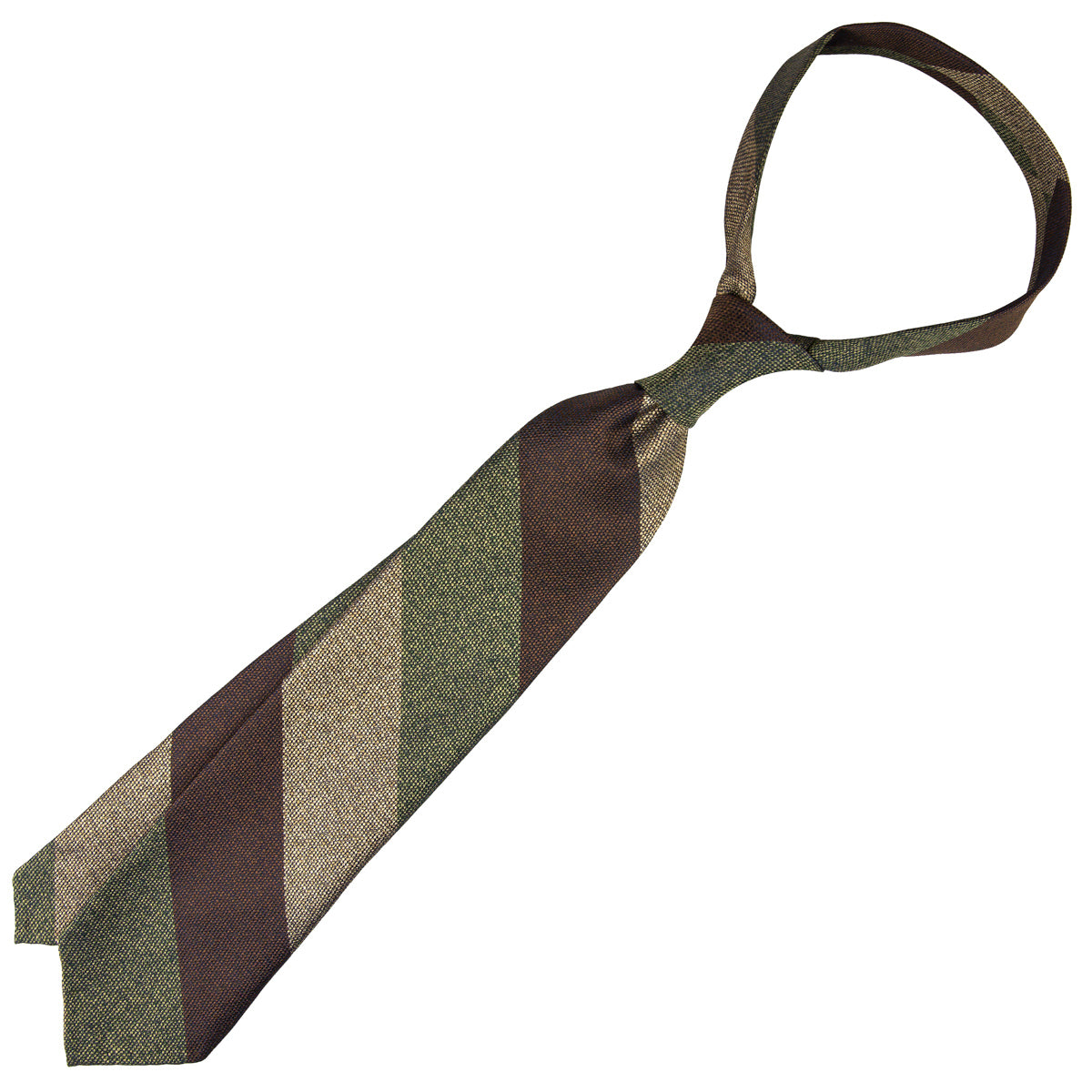 Japanese Boucle Silk Tie - Brown / Olive / Beige